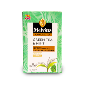 MELVINS GREEN TEA WITH MINT T-BAG25'S Front