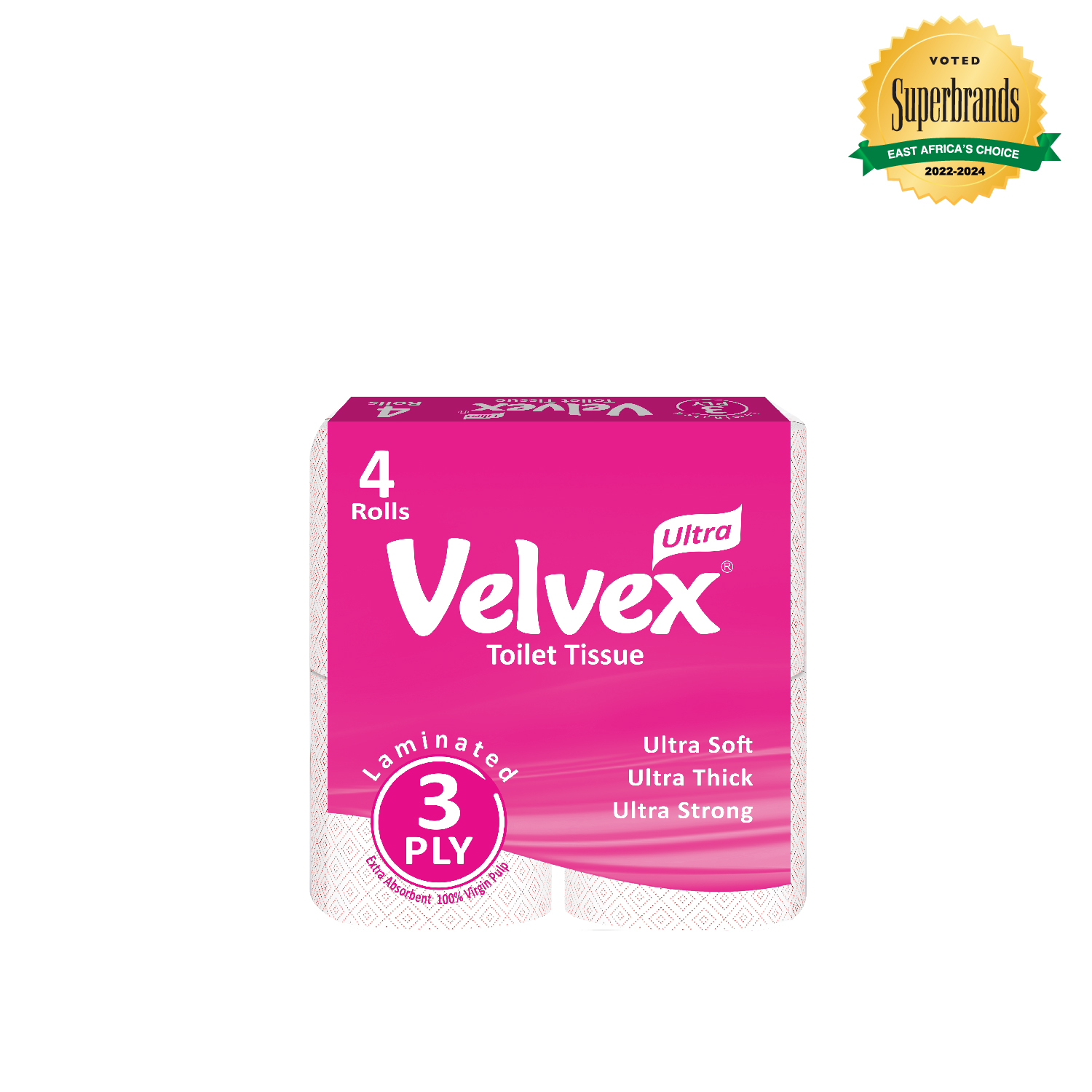 Velvex 3ply Toilet Tissue Pink 4pk